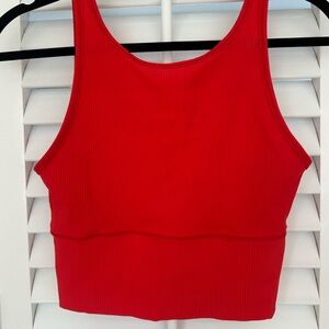 Lululemon Ribbed Red Tank Crop Top, Size Small